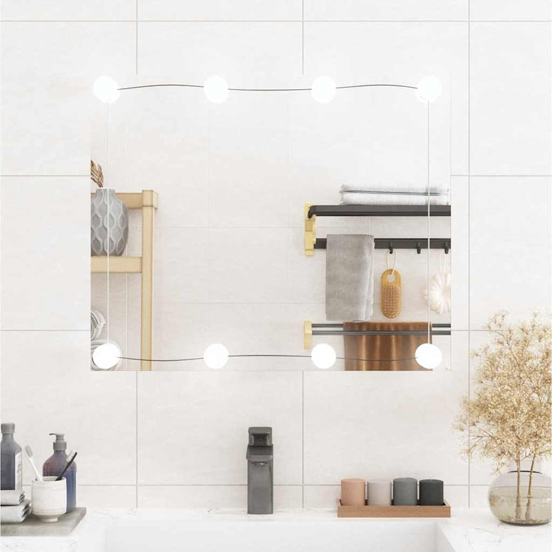 Load image into Gallery viewer, Vidaxl wandspiegel met led's rechthoekig 50x60 cm glas