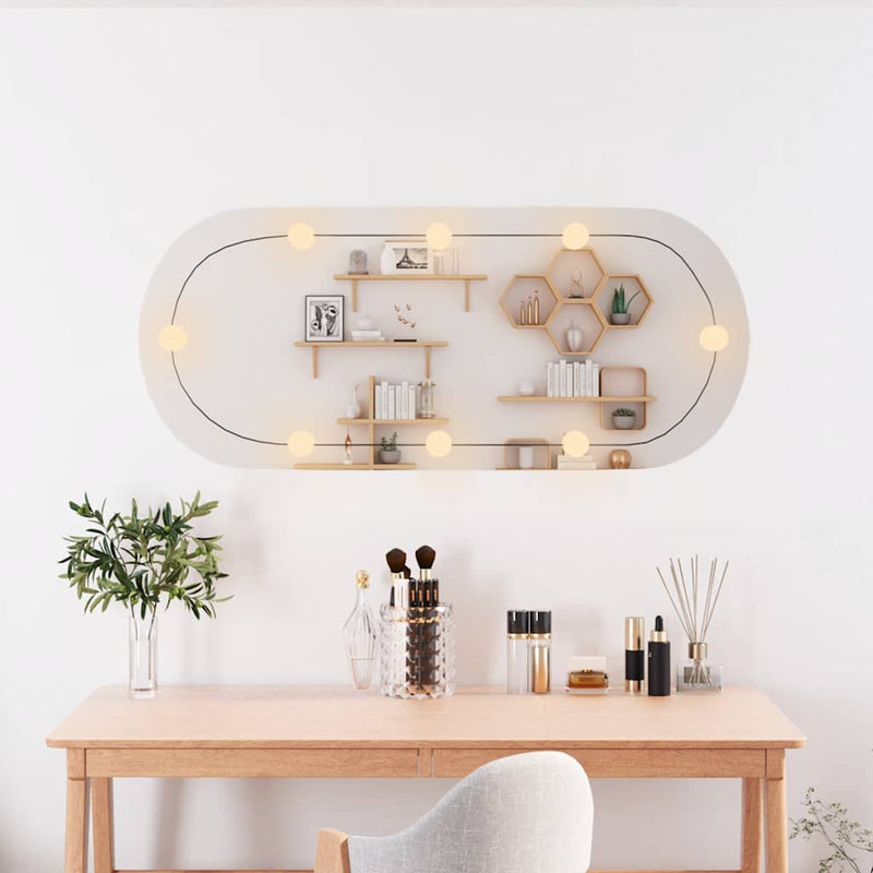 Load image into Gallery viewer, Vidaxl wandspiegel met led's ovaal 25x60 cm glas