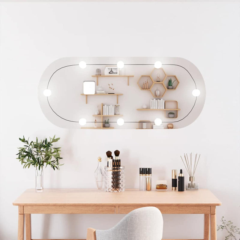 Load image into Gallery viewer, Vidaxl wandspiegel met led's ovaal 25x60 cm glas