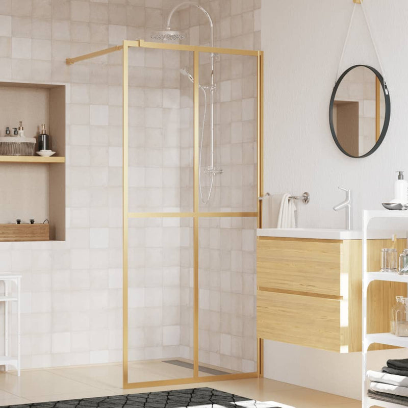 Load image into Gallery viewer, Vidaxl inloopdouchewand transparant 80x195 cm esg-glas goudkleurig