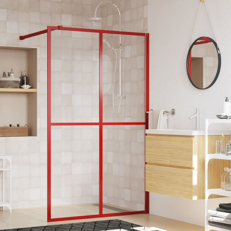 Load image into Gallery viewer, VidaXL Inloopdouchewand transparant 118x195 cm ESG-glas rood