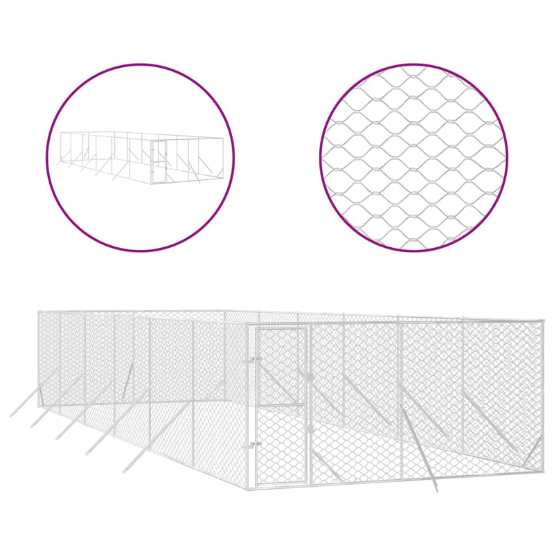 Load image into Gallery viewer, VidaXL Hondenkennel voor buiten 4x12x2 m gegalvaniseerd staal zilver
