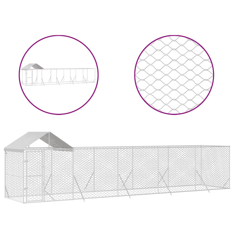 Load image into Gallery viewer, VidaXL Hondenkennel met dak 10x2x2,5 m gegalvaniseerd staal zilver