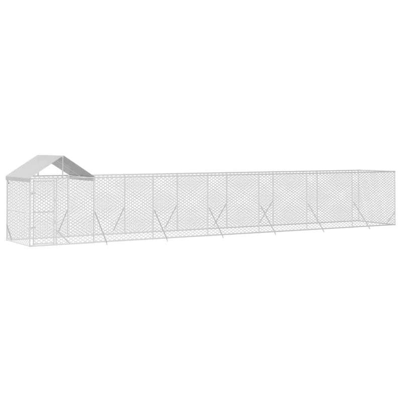 Load image into Gallery viewer, VidaXL Hondenkennel met dak 14x2x2,5 m gegalvaniseerd staal zilver