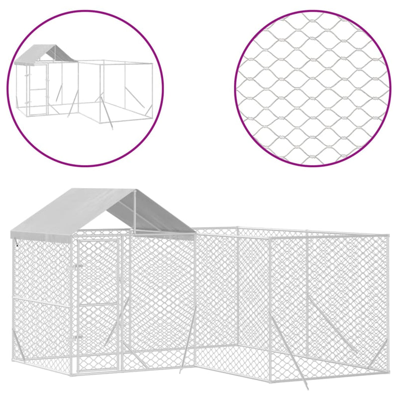 Load image into Gallery viewer, VidaXL Hondenkennel met dak 4x4x2,5 m gegalvaniseerd staal zilver