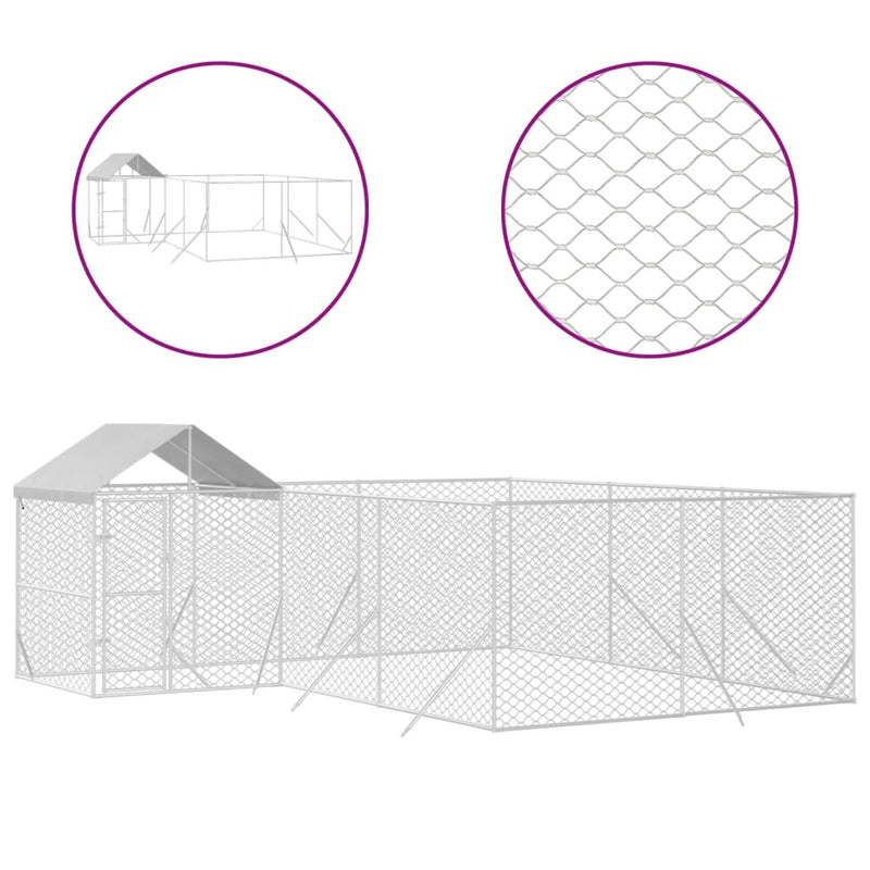 Load image into Gallery viewer, VidaXL Hondenkennel met dak 6x6x2,5 m gegalvaniseerd staal zilver