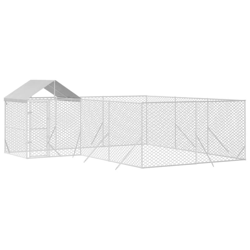 Load image into Gallery viewer, VidaXL Hondenkennel met dak 6x6x2,5 m gegalvaniseerd staal zilver
