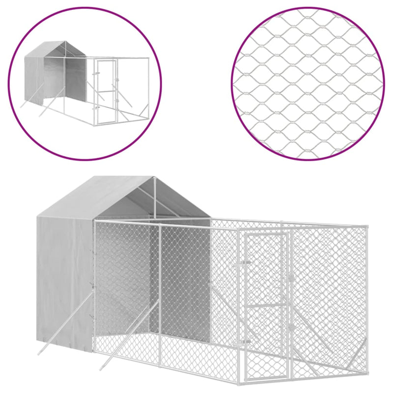 Load image into Gallery viewer, VidaXL Hondenkennel met dak 2x6x2,5 m gegalvaniseerd staal zilverkleur