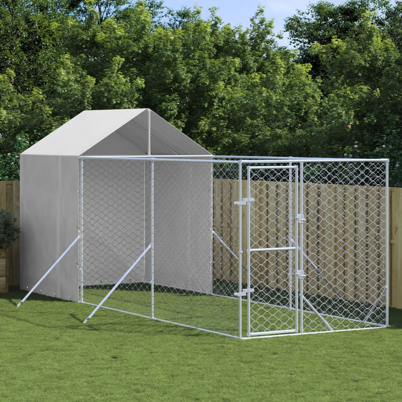 Load image into Gallery viewer, VidaXL Hondenkennel met dak 2x6x2,5 m gegalvaniseerd staal zilverkleur