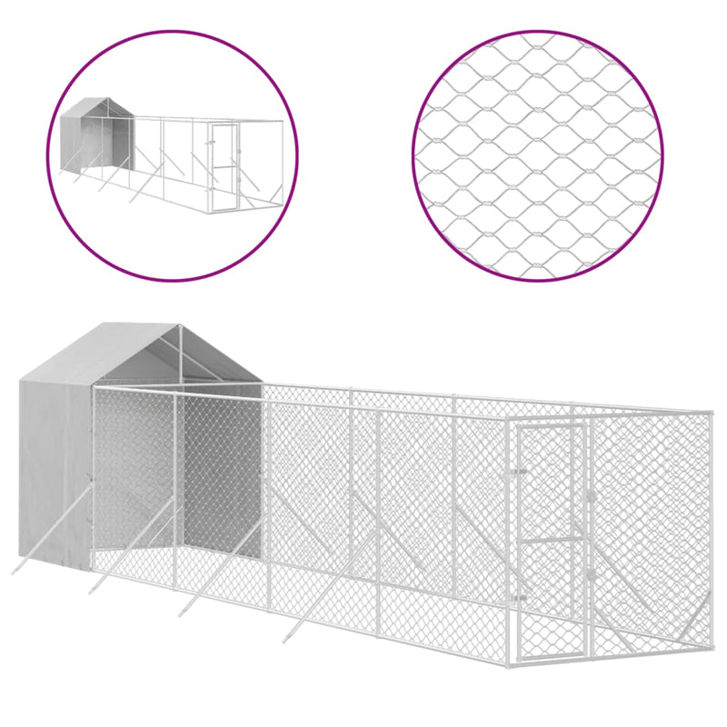 Load image into Gallery viewer, VidaXL Hondenkennel met dak 2x10x2,5 m gegalvaniseerd staal zilver