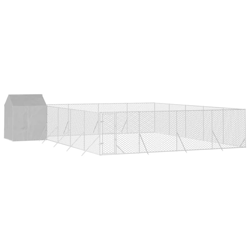 Load image into Gallery viewer, VidaXL Hondenkennel met dak 10x10x2,5 m gegalvaniseerd staal zilver