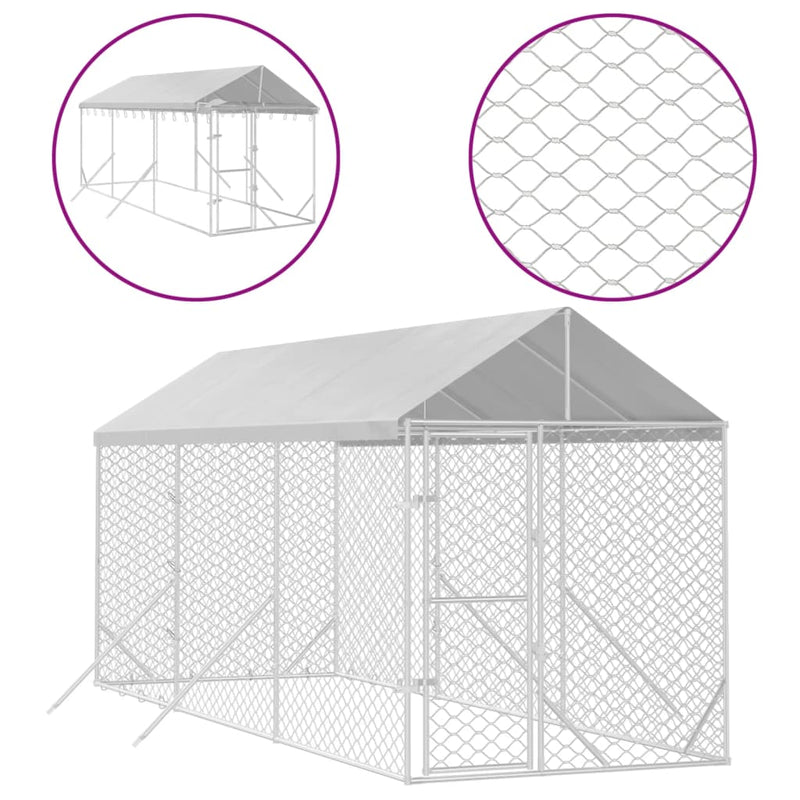 Load image into Gallery viewer, VidaXL Hondenkennel met dak 2x6x2,5 m gegalvaniseerd staal zilver