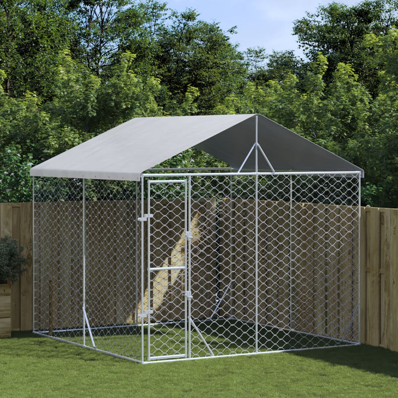 Load image into Gallery viewer, VidaXL Hondenkennel met dak 3x3x2,5 m gegalvaniseerd staal zilverkleur