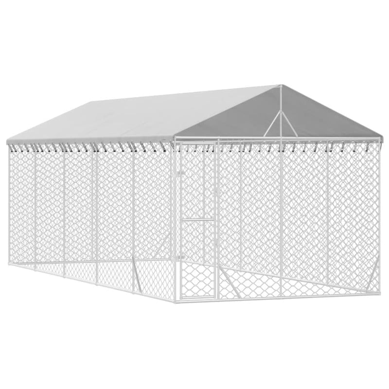 Load image into Gallery viewer, VidaXL Hondenkennel met dak 3x7,5x2,5 m gegalvaniseerd staal zilver