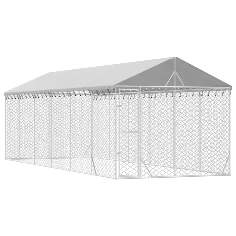 Load image into Gallery viewer, VidaXL Hondenkennel met dak 3x9x2,5 m gegalvaniseerd staal zilverkleur