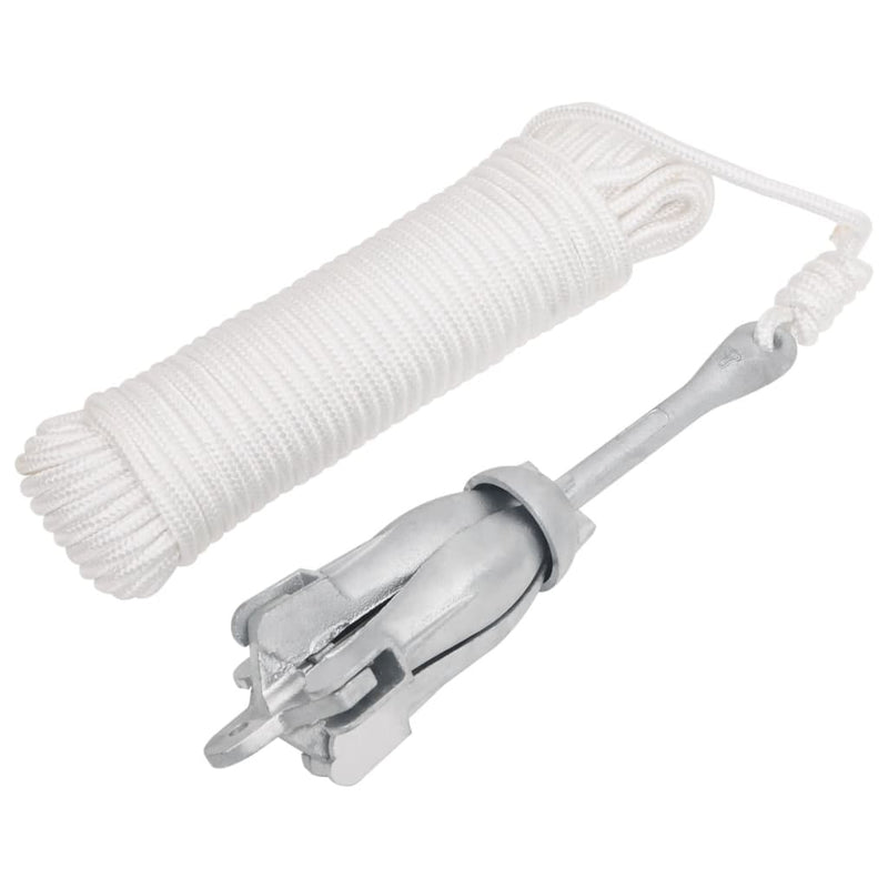 Load image into Gallery viewer, Vidaxl anker met touw inklapbaar 2,5 kg smeedijzer zilverkleurig