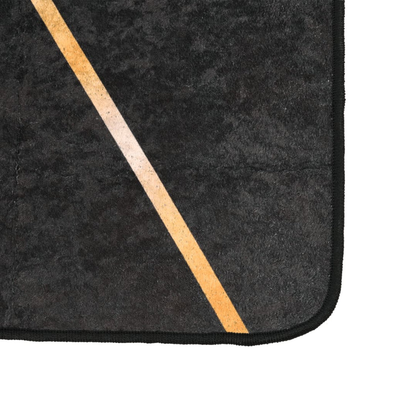 Chargez l'image dans la visionneuse de la galerie, Vidaxl vloerkleed wasbaar anti-slip 80x300 cm zwart en goudkleurig