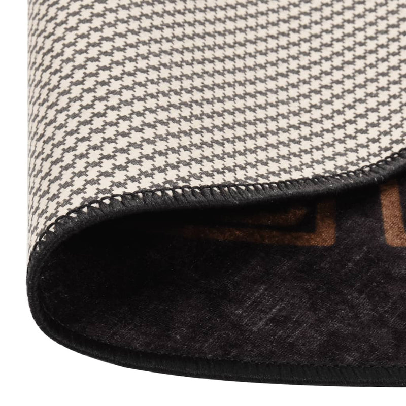 Load image into Gallery viewer, Vidaxl vloerkleed wasbaar anti-slip ø 200 cm zwart en goudkleurig