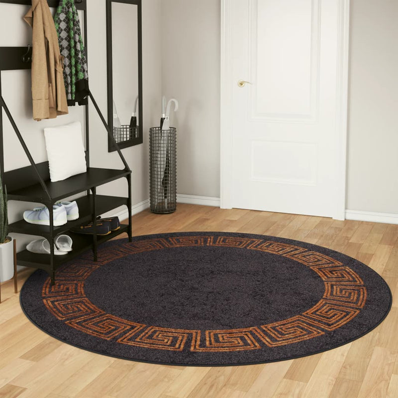 Load image into Gallery viewer, Vidaxl vloerkleed wasbaar anti-slip ø 200 cm zwart en goudkleurig