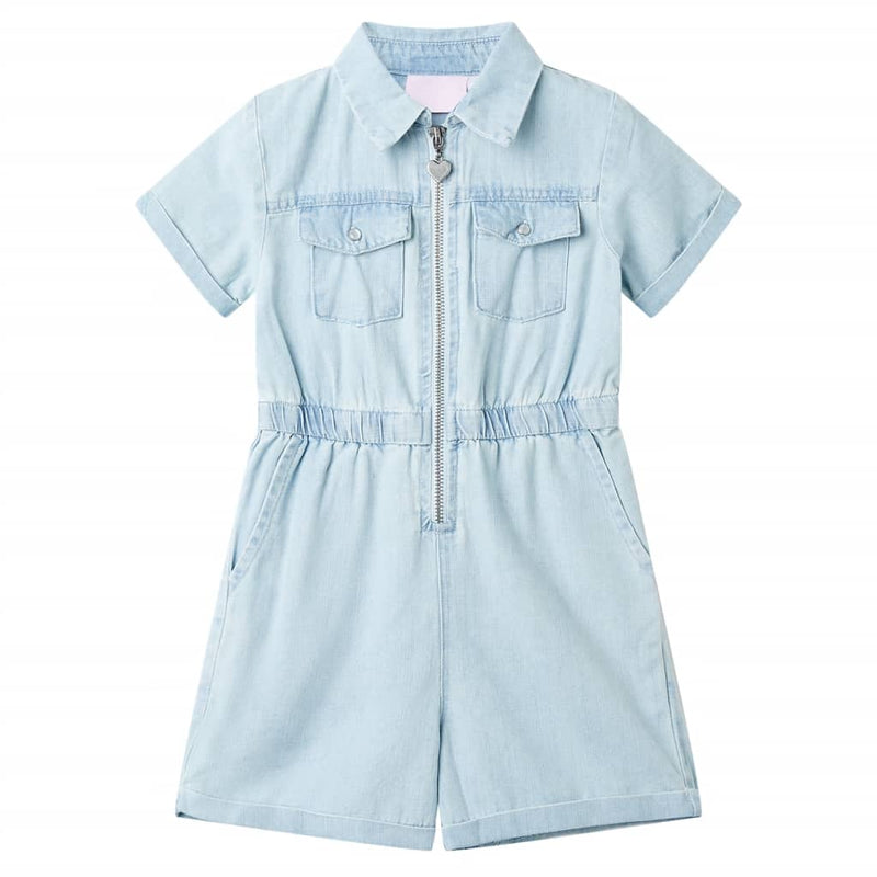 Load image into Gallery viewer, Vidaxl kinderonesie met korte mouwen 104 zachtblauw