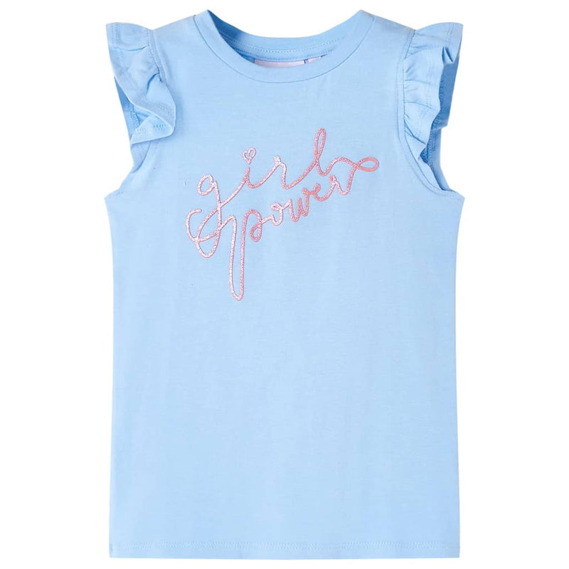 Afbeelding laden in galerijviewer, Vidaxl kindershirt met ruches aan de mouwen 140 lichtblauw