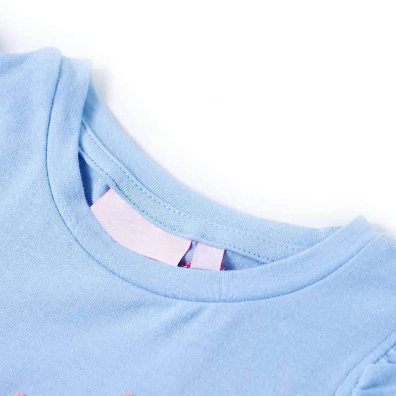 Afbeelding laden in galerijviewer, Vidaxl kindershirt met ruches aan de mouwen 140 lichtblauw