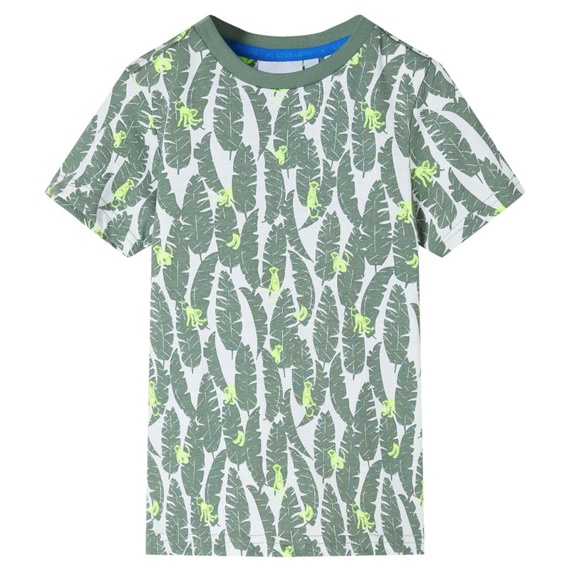 Load image into Gallery viewer, VidaXL Kindershirt 104 ecru en donkerklimopgroen