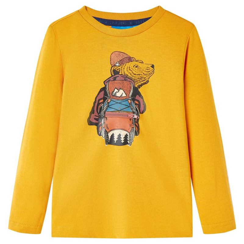 Load image into Gallery viewer, Vidaxl kindershirt met lange mouwen 128 okerkleurig