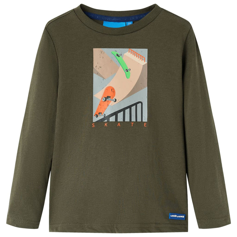 Afbeelding laden in galerijviewer, Vidaxl kindershirt met lange mouwen 104 kakikleurig
