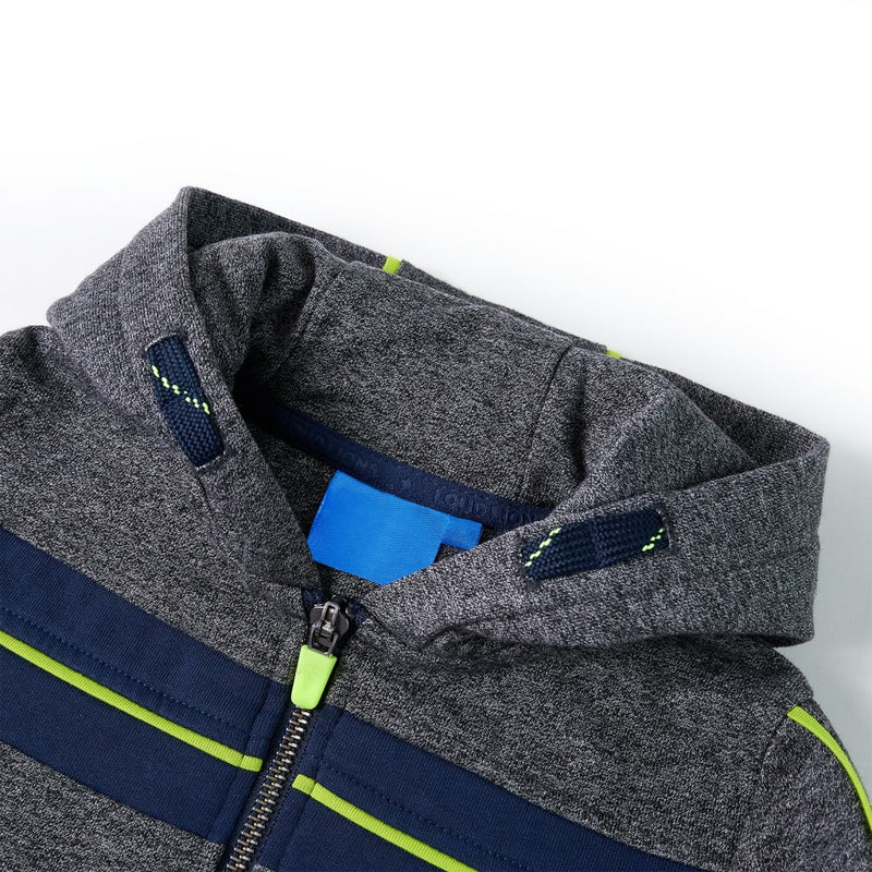 Load image into Gallery viewer, VidaXL Kindervest met capuchon en rits 116 gemêleerd grijs