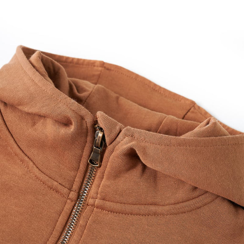 Load image into Gallery viewer, VidaXL Kindersweater met capuchon halve rits 128 antracieten cognackleurig