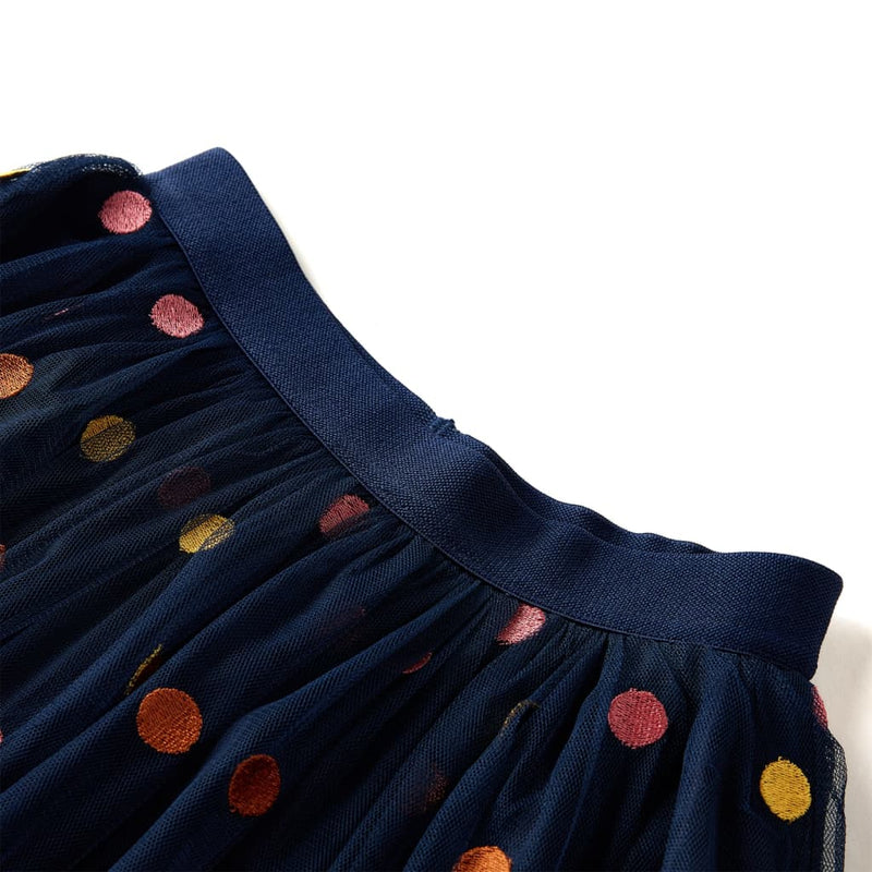 Load image into Gallery viewer, VidaXL Kinderrokje met tule en stippen 140 marineblauw