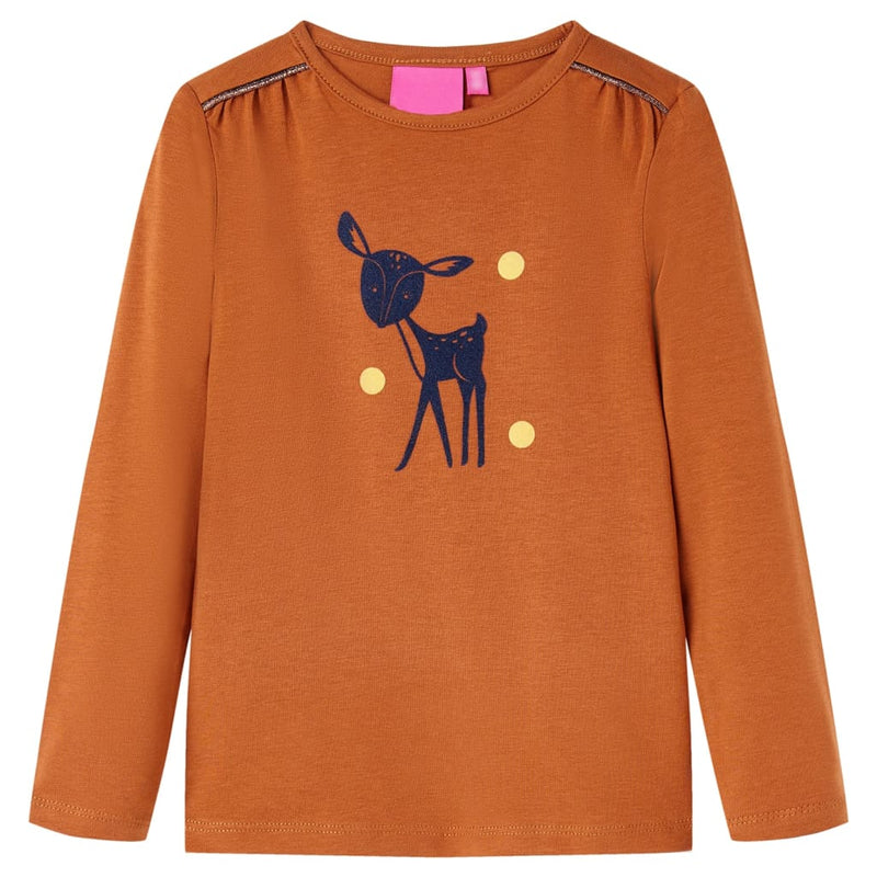 Load image into Gallery viewer, Vidaxl kindershirt met lange mouwen 92 cognackleurig