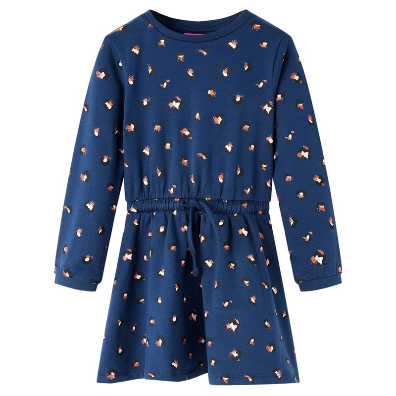 Afbeelding laden in galerijviewer, Vidaxl kinderjurk met lange mouwen 116 marineblauw