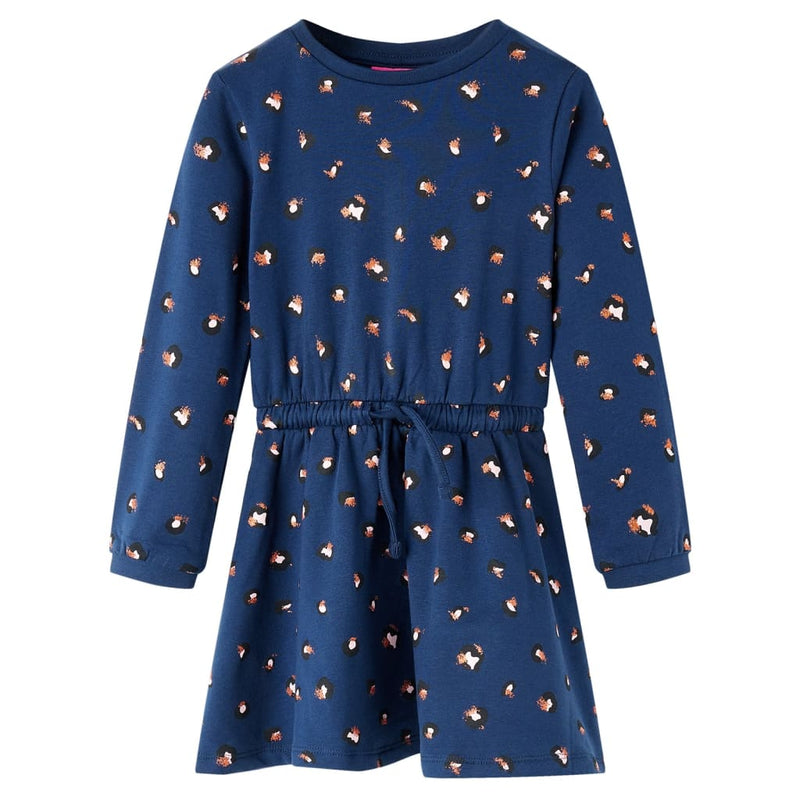 Afbeelding laden in galerijviewer, Vidaxl kinderjurk met lange mouwen 140 marineblauw