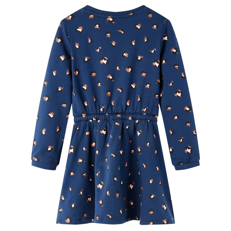 Afbeelding laden in galerijviewer, Vidaxl kinderjurk met lange mouwen 140 marineblauw