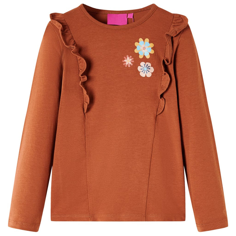 Load image into Gallery viewer, Vidaxl kindershirt met lange mouwen 128 cognackleurig