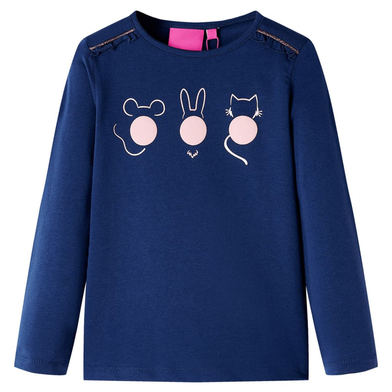 Afbeelding laden in galerijviewer, Vidaxl kindershirt met lange mouwen 128 marineblauw