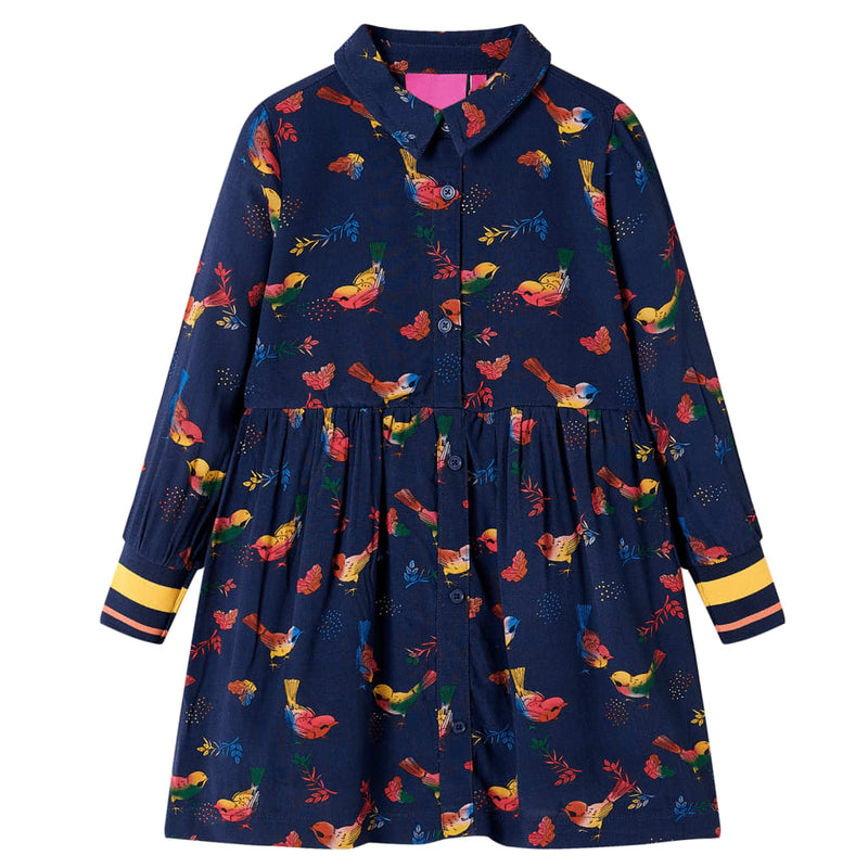 Afbeelding laden in galerijviewer, Vidaxl kinderjurk met lange mouwen 116 marineblauw