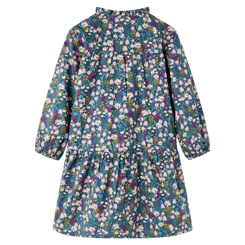Afbeelding laden in galerijviewer, Vidaxl kinderjurk met lange mouwen 104 donkerblauw