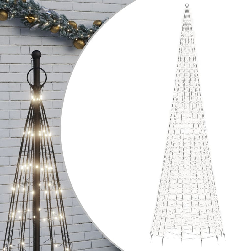 Afbeelding laden in galerijviewer, Vidaxl led-kerstboom aan vlaggenmast 1534 leds koud wit 500 cm