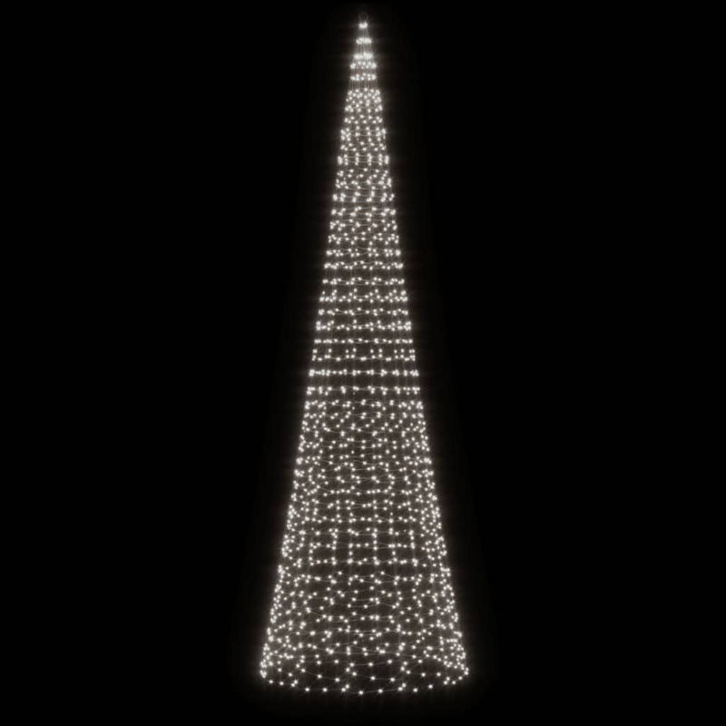 Afbeelding laden in galerijviewer, Vidaxl led-kerstboom aan vlaggenmast 1534 leds koud wit 500 cm
