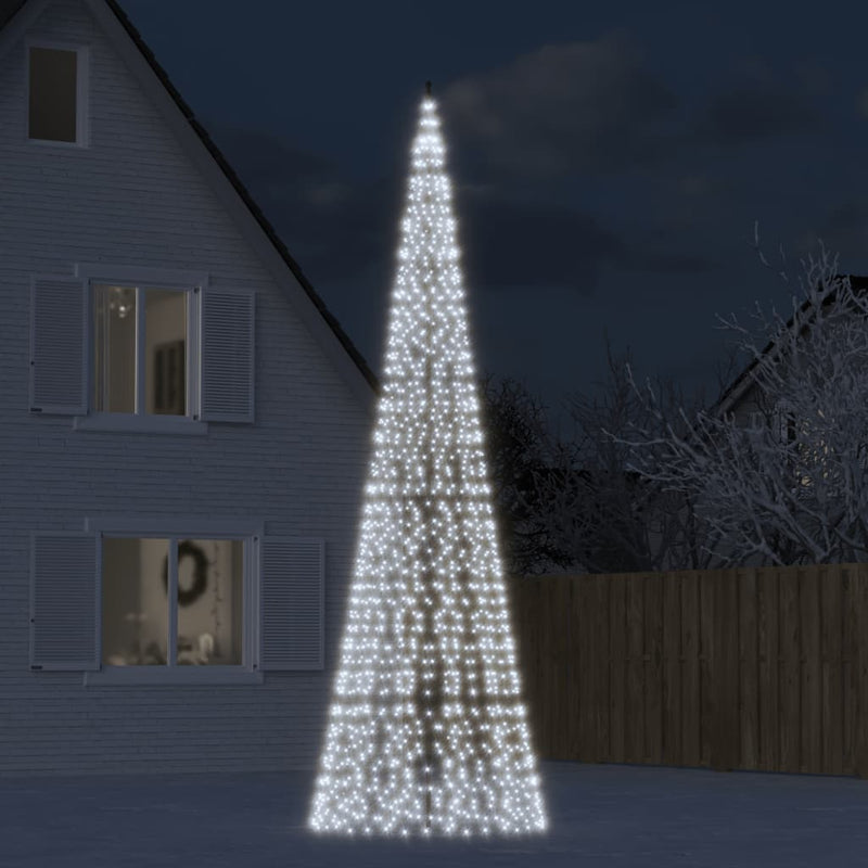 Afbeelding laden in galerijviewer, Vidaxl led-kerstboom aan vlaggenmast 1534 leds koud wit 500 cm