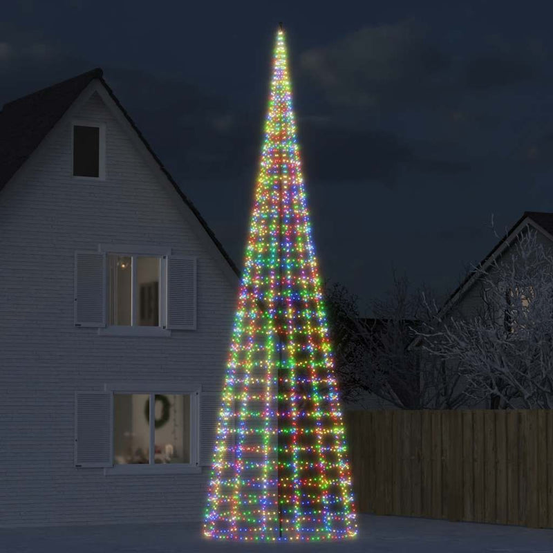 Cargue la imagen en el visor de la galería, Vidaxl led-kerstboom aan vlaggenmast 3000 leds kleurrijk 800 cm