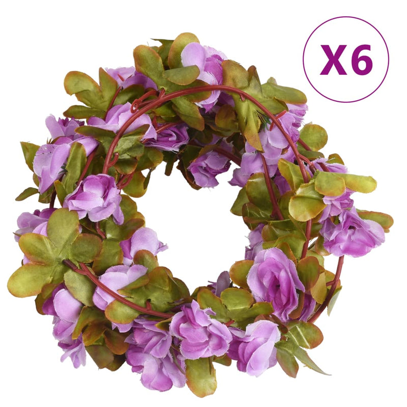 Load image into Gallery viewer, Vidaxl kerstslingers met bloemen 6 st 250 cm lichtpaars