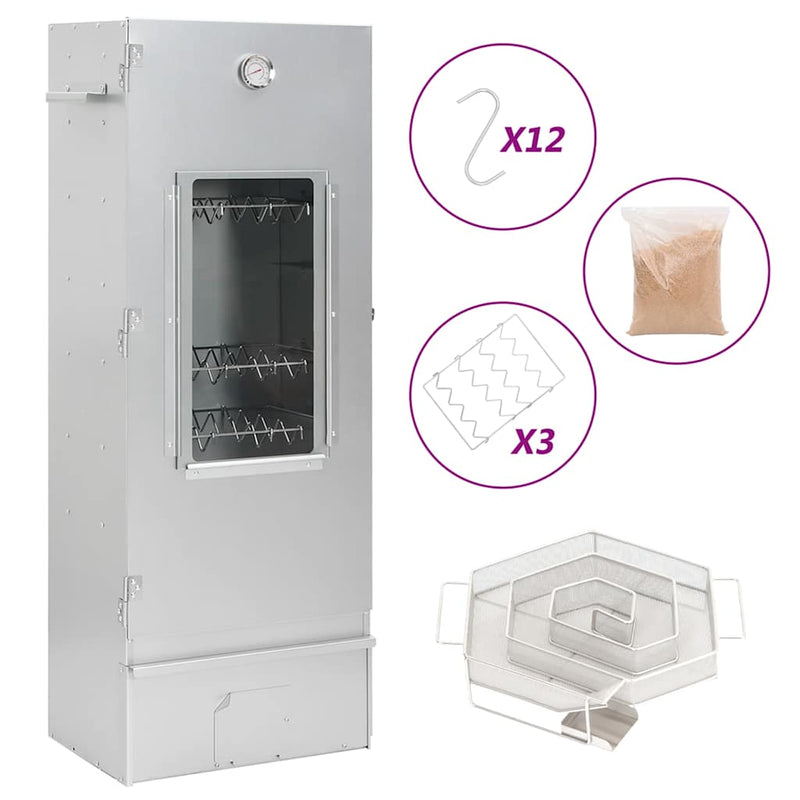 Afbeelding laden in galerijviewer, Vidaxl bbq-rookoven met koude rookgenerator gegalvaniseerd staal