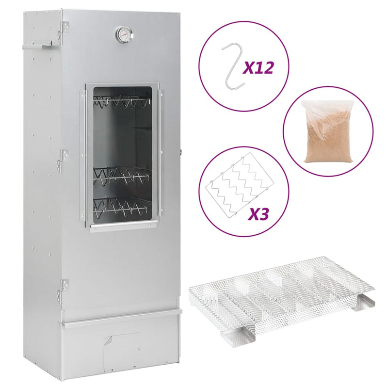 Afbeelding laden in galerijviewer, Vidaxl bbq-rookoven met koude rookgenerator gegalvaniseerd staal