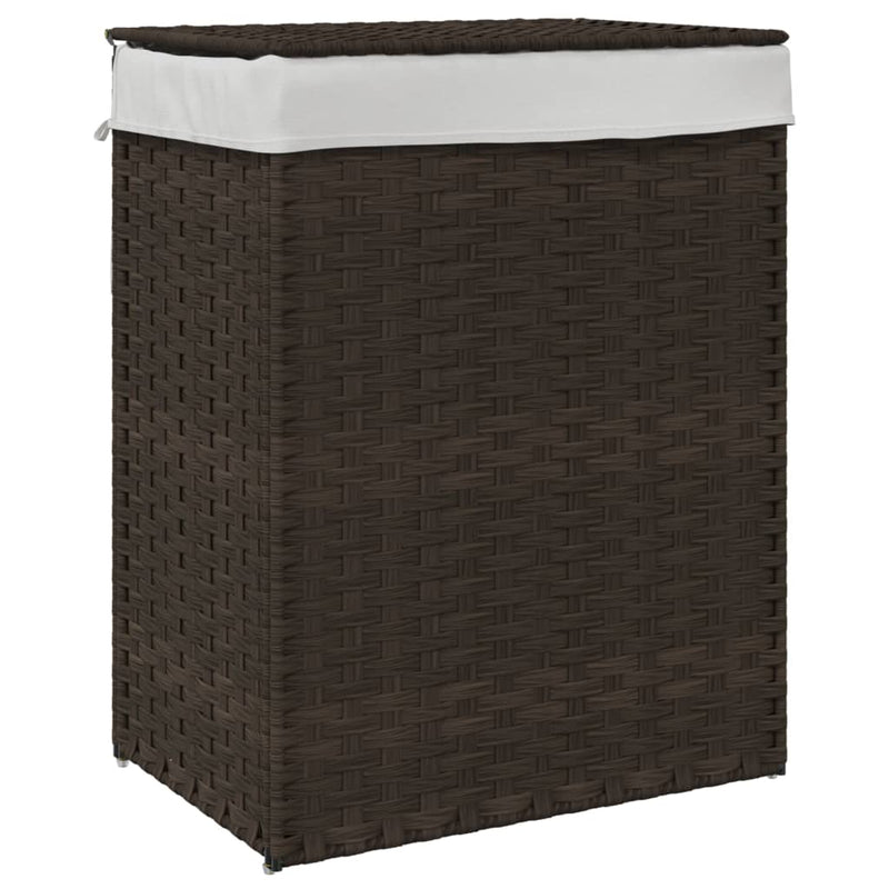 Load image into Gallery viewer, Vidaxl wasmand met deksel 46x33x60 cm poly rattan donkerbruin
