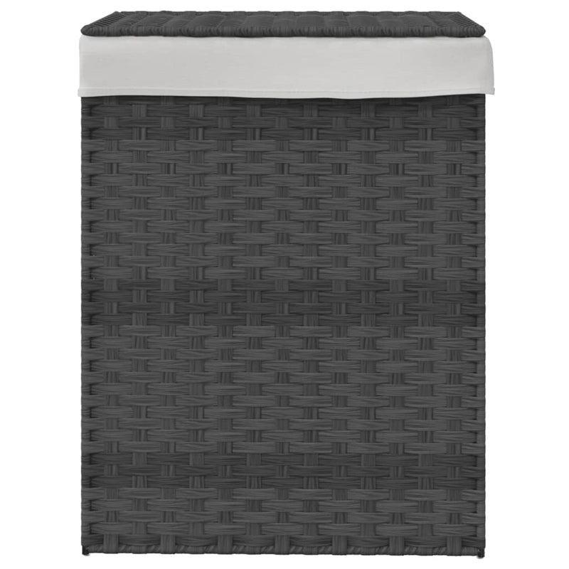 Load image into Gallery viewer, Vidaxl wasmand met deksel 46x33x60 cm poly rattan grijs