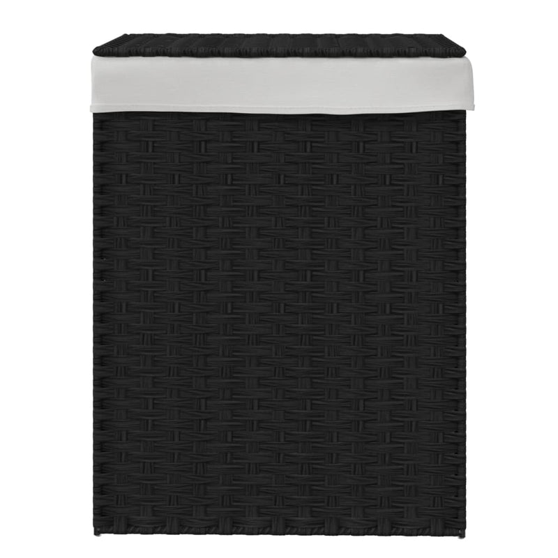 Load image into Gallery viewer, Vidaxl wasmand met deksel 46x33x60 cm poly rattan zwart